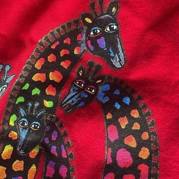 NWT Laurel Burch dress small Medium Rare Rainbow Giraffe Red tank dress - Picture 6 of 9